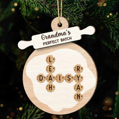 Grandma's Perfect Batch Cookies Crossword Puzzle Personalized 2-Layer Wooden Ornament
