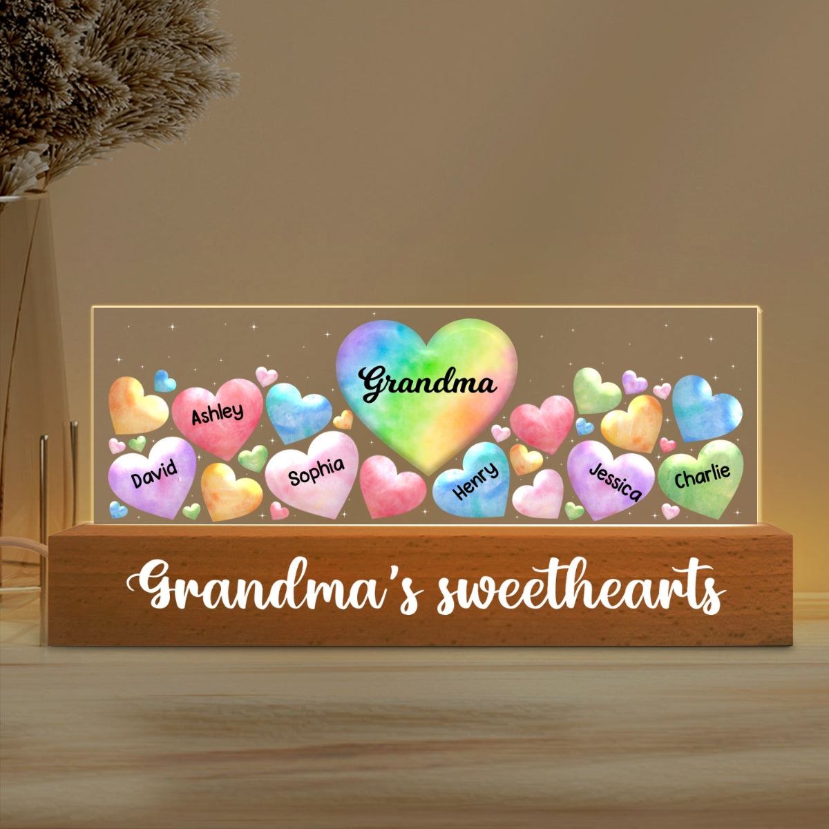 Grandma¡®s Mom Sweethearts Personalized Acrylic Block LED Night Light