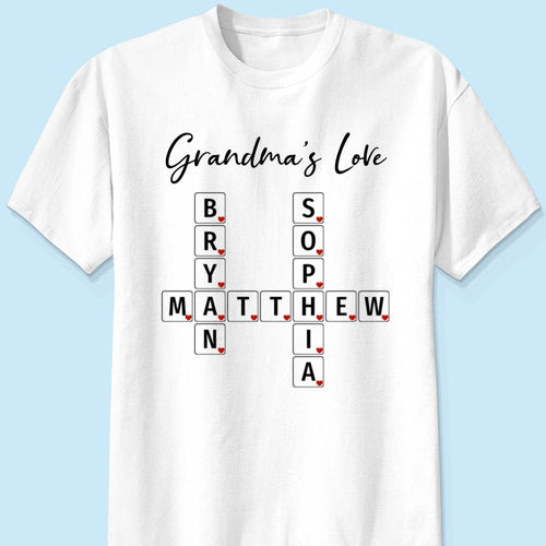 Grandma's Love Beautiful Crossword Art Puzzle Personalized Shirt