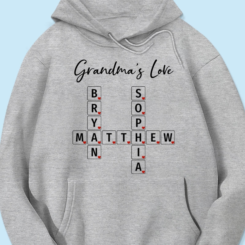 Grandma's Love Beautiful Crossword Art Puzzle Personalized Shirt
