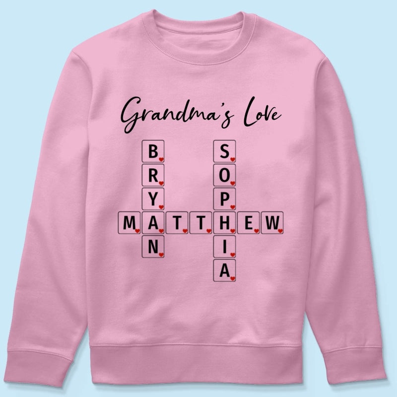 Grandma's Love Beautiful Crossword Art Puzzle Personalized Shirt