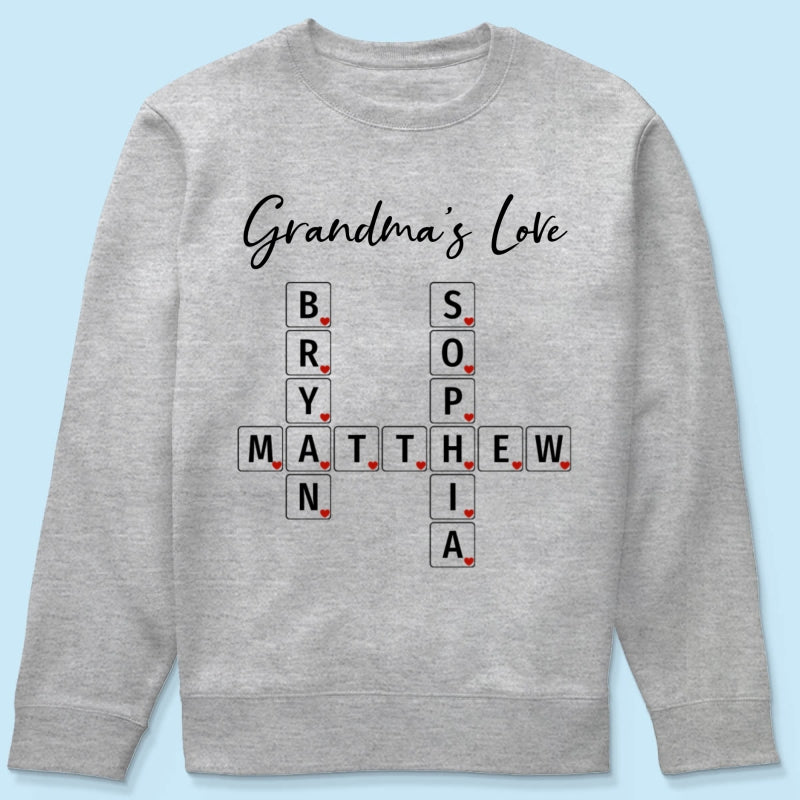 Grandma's Love Beautiful Crossword Art Puzzle Personalized Shirt