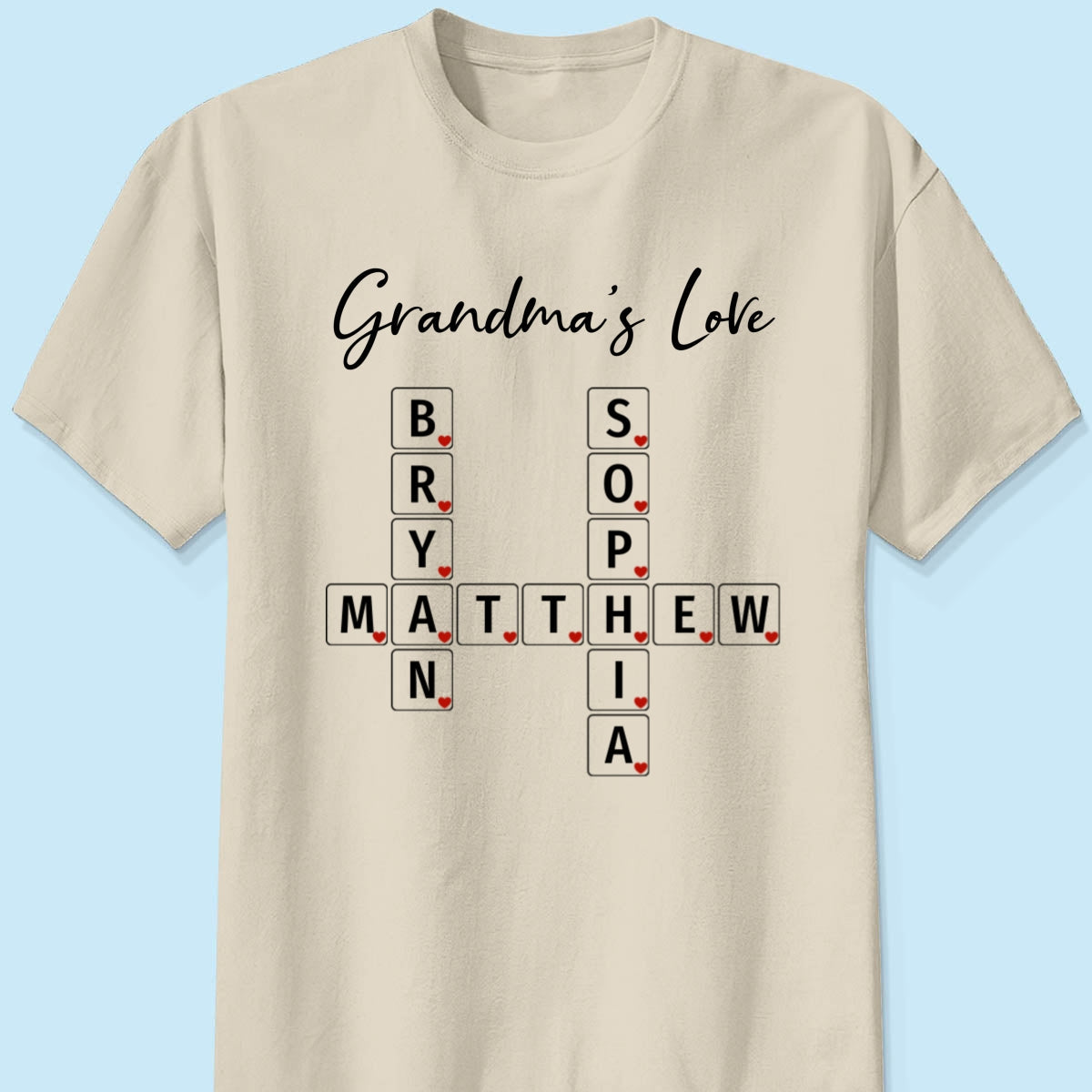 Grandma's Love Beautiful Crossword Art Puzzle Personalized Shirt