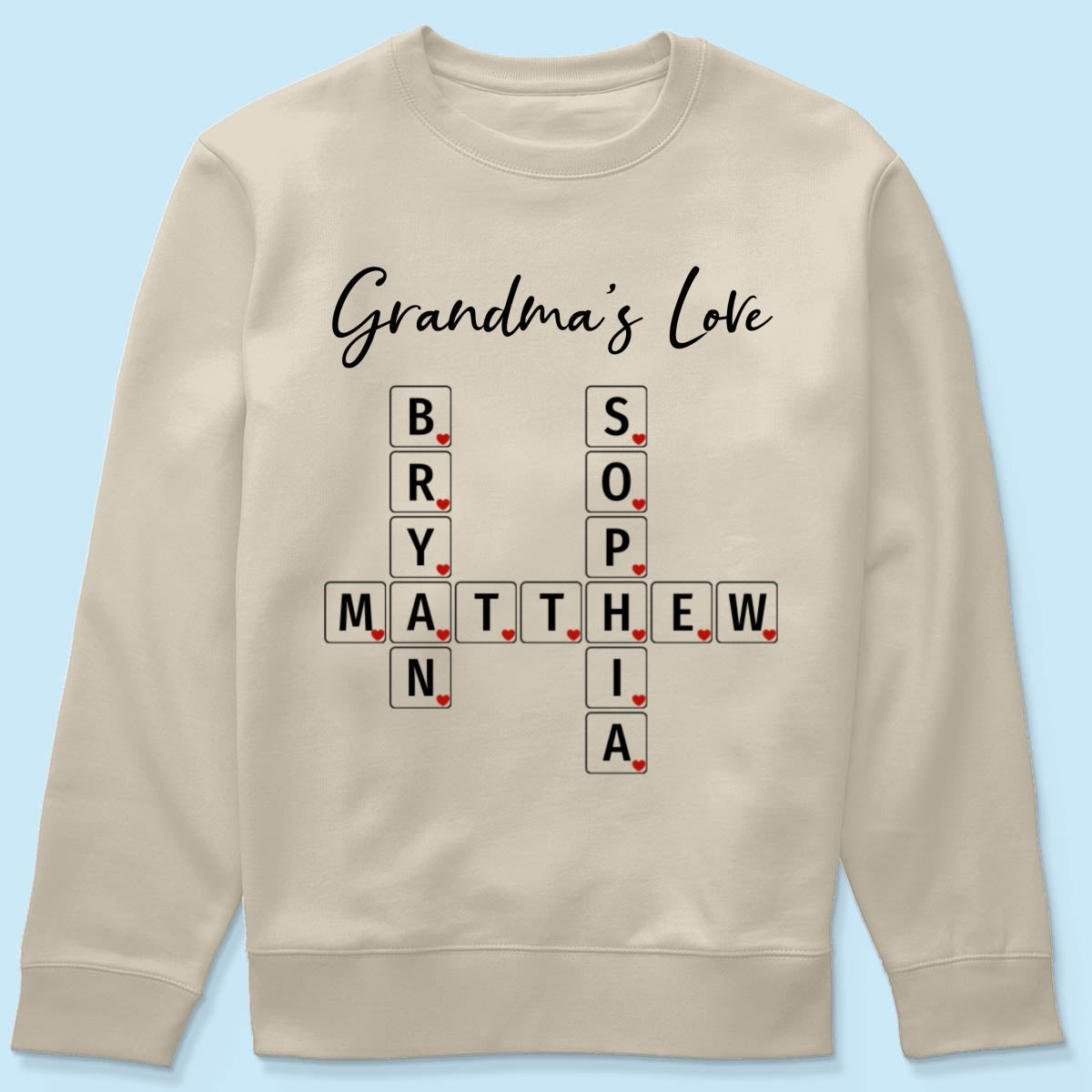 Grandma's Love Beautiful Crossword Art Puzzle Personalized Shirt