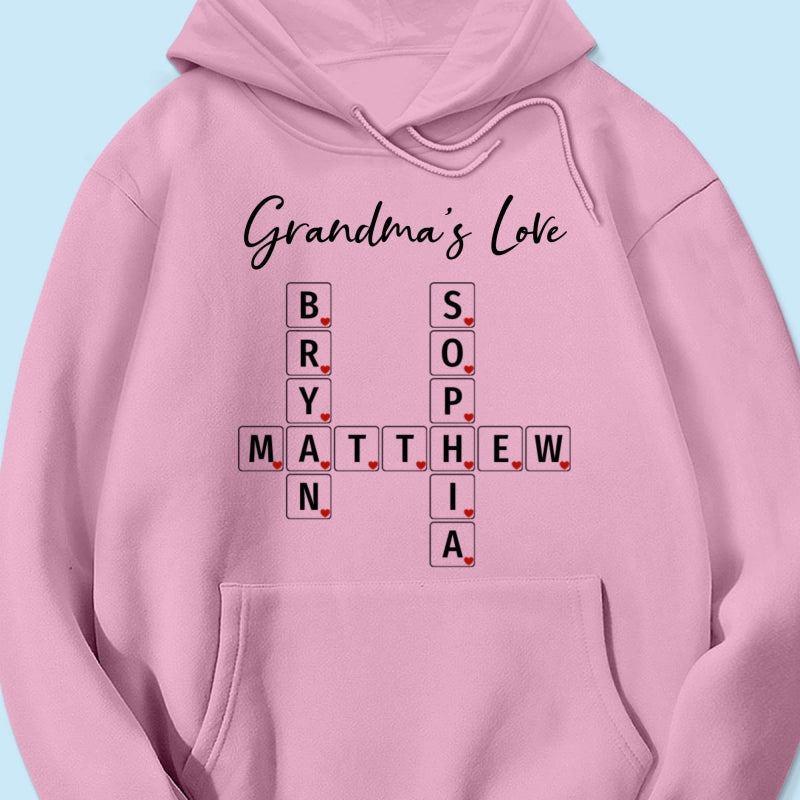 Grandma's Love Beautiful Crossword Art Puzzle Personalized Shirt