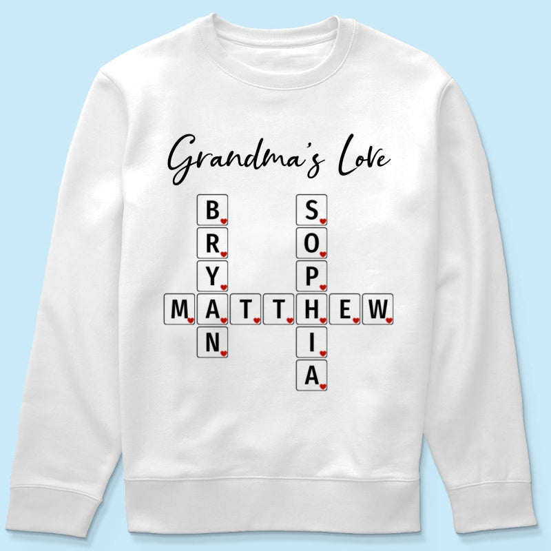 Grandma's Love Beautiful Crossword Art Puzzle Personalized Shirt